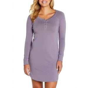 NEW B UP olivia long sleeve henley lounge dress in heritage